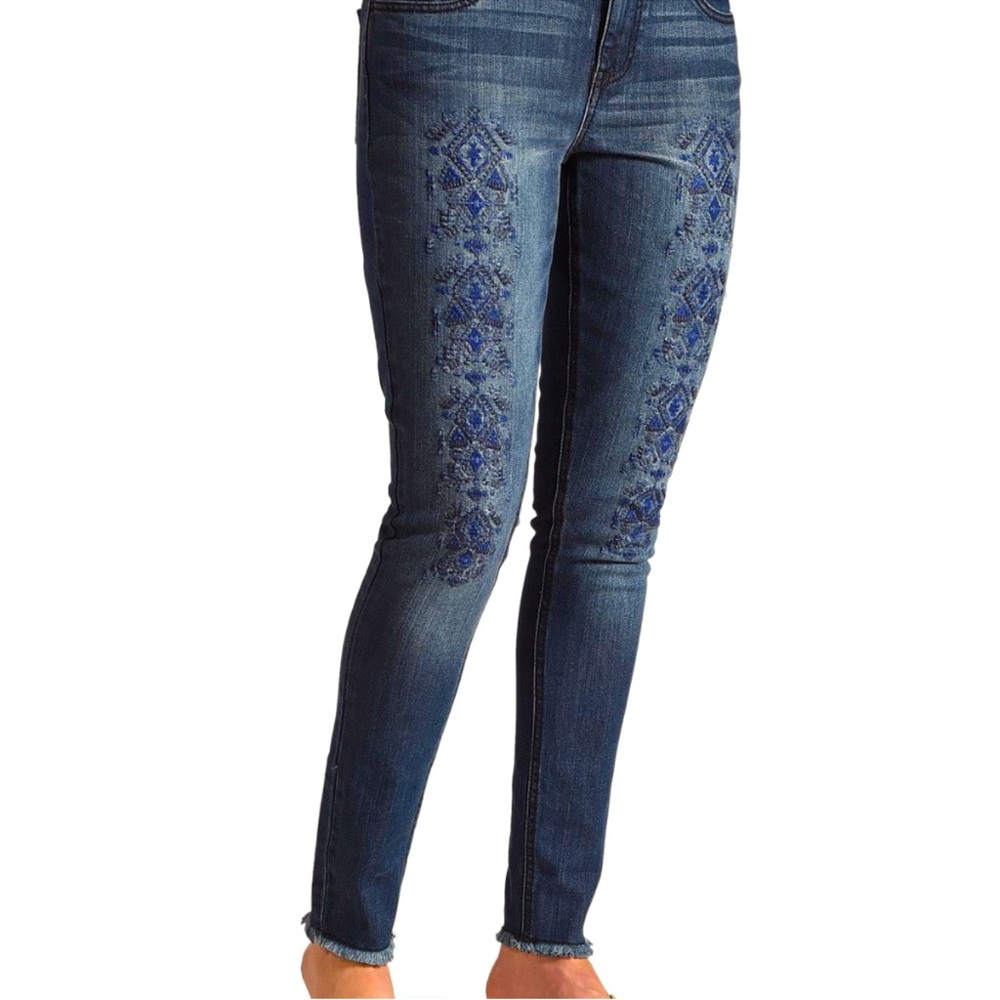 WRANGLER Women’s Embroidered Aztec Skinny Jeans sz 28 Festival Coachella Country
